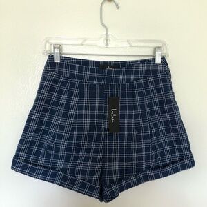 Lulus Shorts Plaid Blue & White New XS